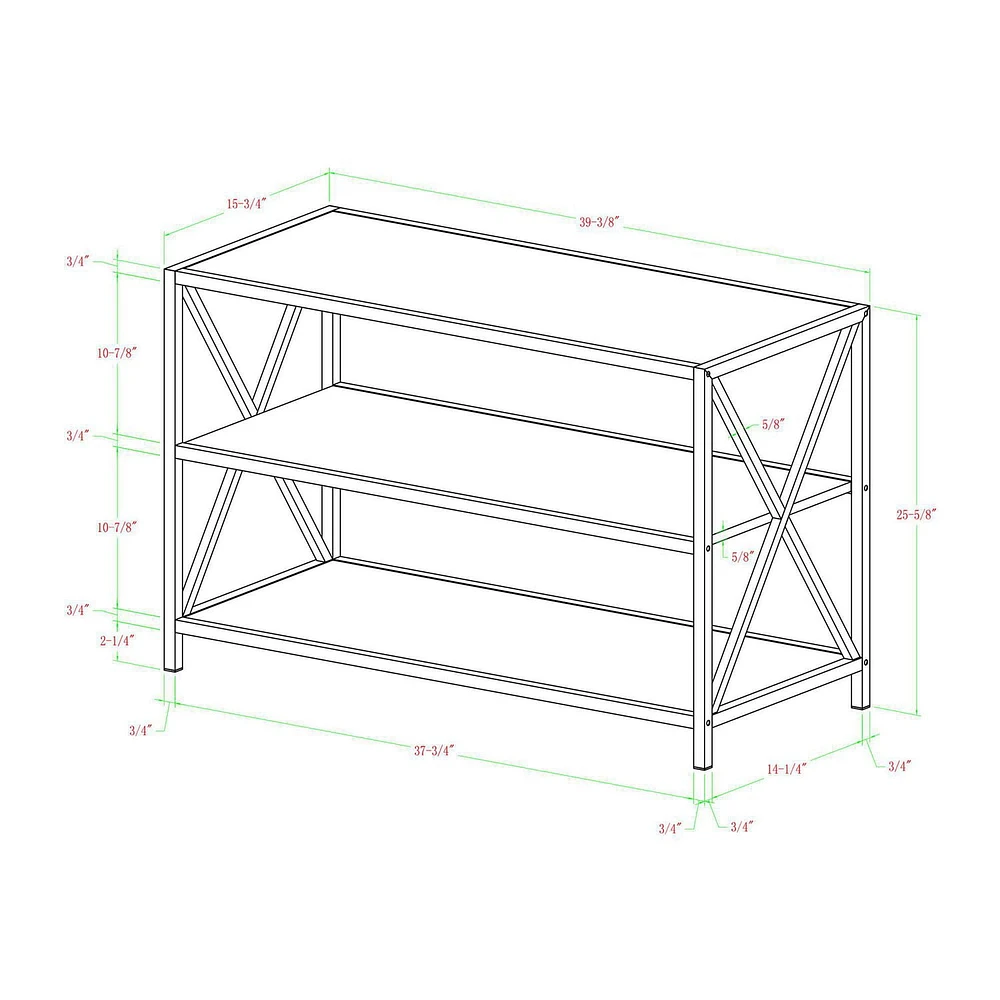 Manor Park 2 Shelf Industrial Wood Bookcase, 40"