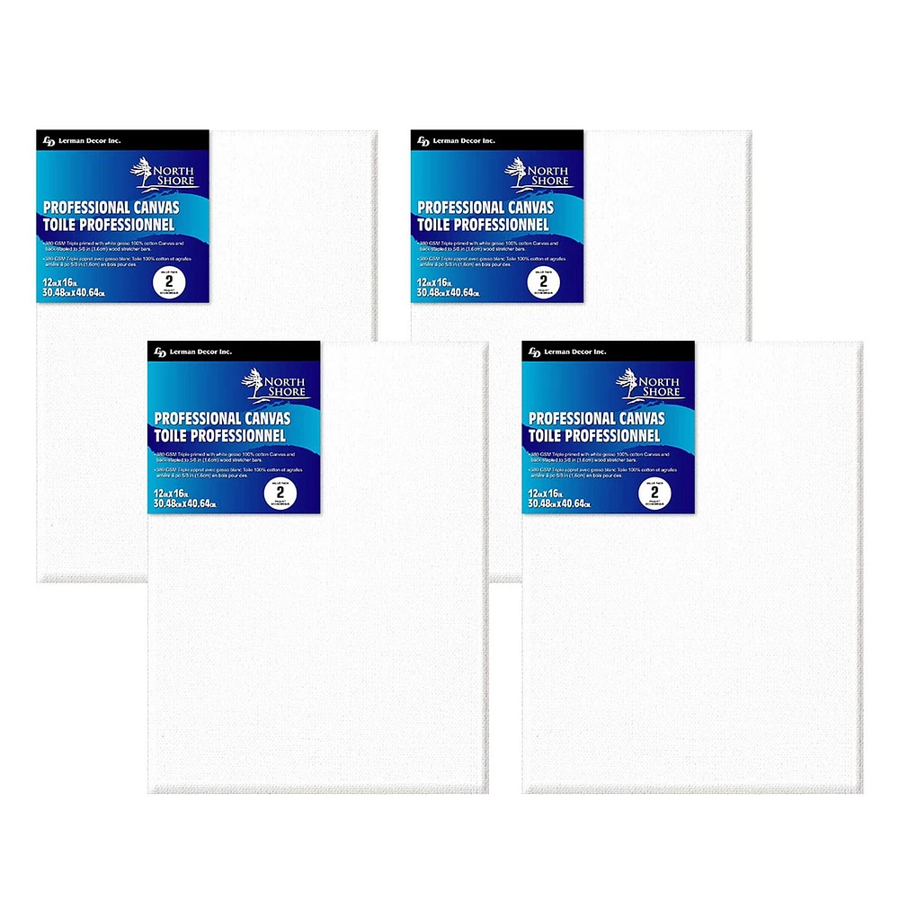 North Shore Professional Canvas 12" x 16" 4 pack