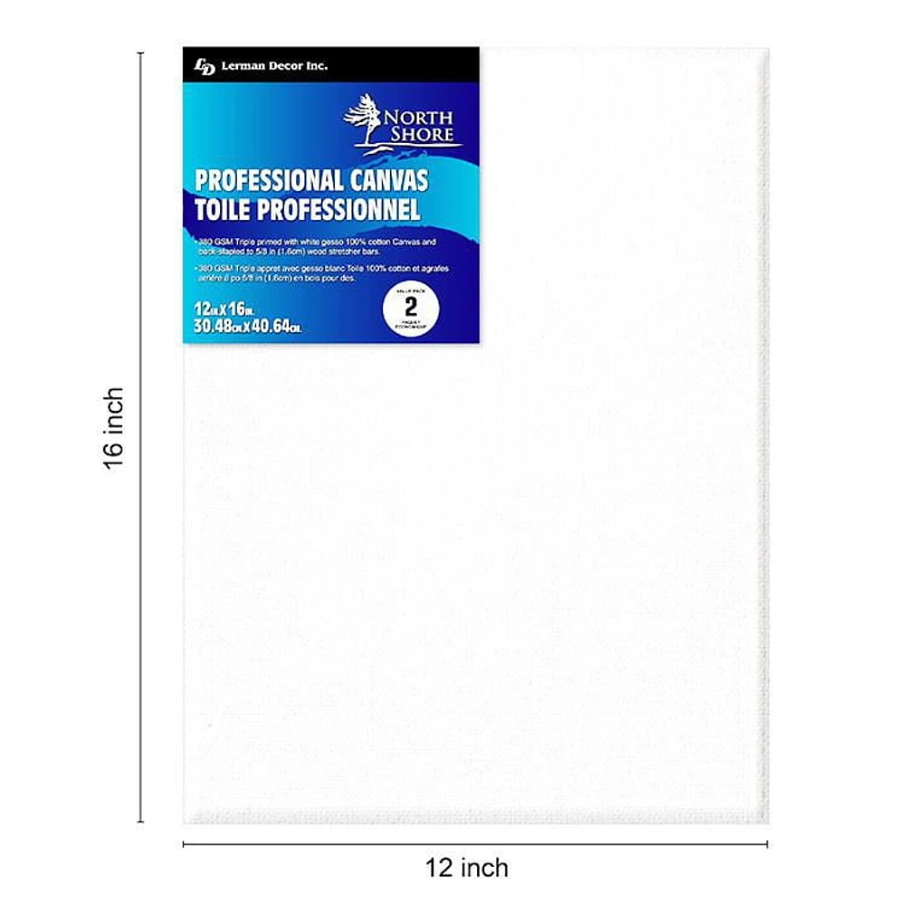 North Shore Professional Canvas 12" x 16" 4 pack