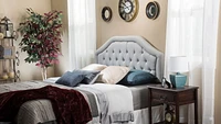 Angie Queen Tufted Fabric Headboard