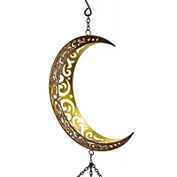 Hometrends 35" H Moon & Star Bronze Metal Outdoor Wind Chime