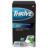 Thrive Gum 4mg Extra Strength Nicotine Replacement, Cool Mint, 108 count