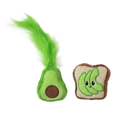 Quirky Kitty Avocado Toast Catnip Plush 2 Pack Cat Toy, 2 Pack Plush Toy
