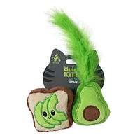 Quirky Kitty Avocado Toast Catnip Plush 2 Pack Cat Toy, 2 Pack Plush Toy