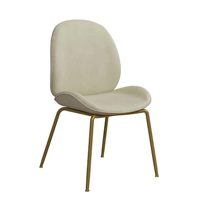 CosmoLiving by Cosmopolitan Astor Upholstered Dining Chair, Ivory Velvet with Brass Metal Leg