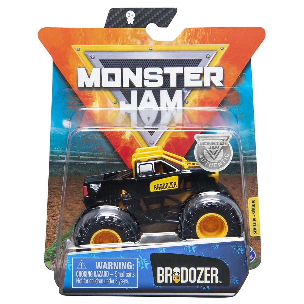 Monster Jam, Official Brodozer Truck, Die-Cast Vehicle, Inverse Trucks Series, 1:64 Scale