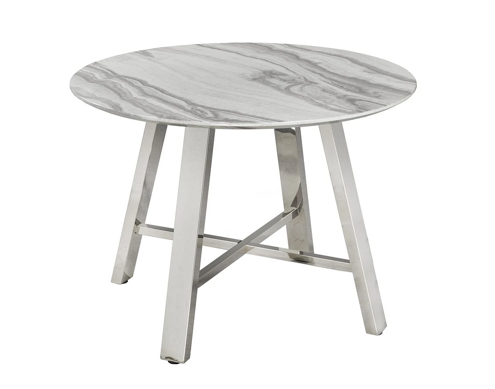 Mable Dining Table, White/Silver