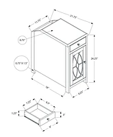 Monarch Specialties Accent Table, Side Table, End, Narrow, Nightstand, Bedroom, Storage Drawer, Lamp, Brown Veneer, Traditional