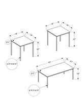 Monarch Specialties Table Set, 3pcs Set, Coffee, End, Black Metal, White Marble Look Laminate, Contemporary, Modern