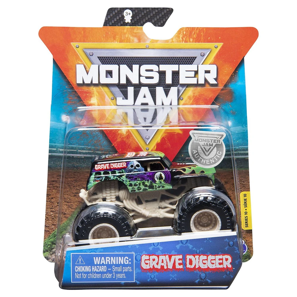 Monster Jam, Official Grave Digger Truck, Die-Cast Vehicle, Bone Yard Trucks Series, 1:64 Scale