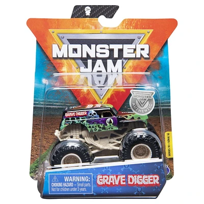 Monster Jam, Official Grave Digger Truck, Die-Cast Vehicle, Bone Yard Trucks Series, 1:64 Scale