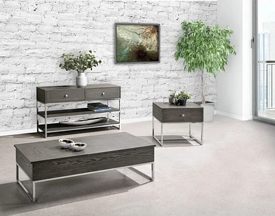 Topline Home Furnishings Grey Coffee Table with Dual Lift Top