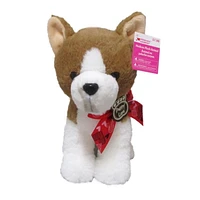 WAY TO CELEBRATE MEDIUM BROWN WHITE PUPPY PLUSH,12.5INCH