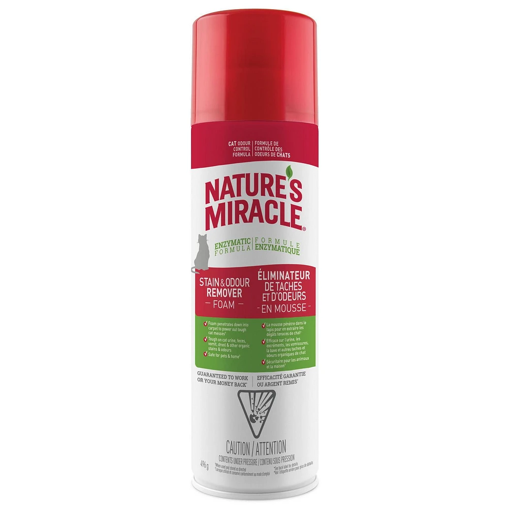 Nature’s Miracle Stain And Odor Remover Foam Cat, Odour Control Formula, Aerosol 496g, Easy Aerosol Spray