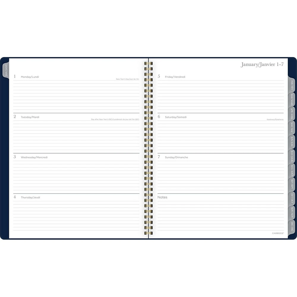 Cambridge  Large Dark Blue 18M Weekly/Monthly 2024 Planner, Weekly/Monthly Planner