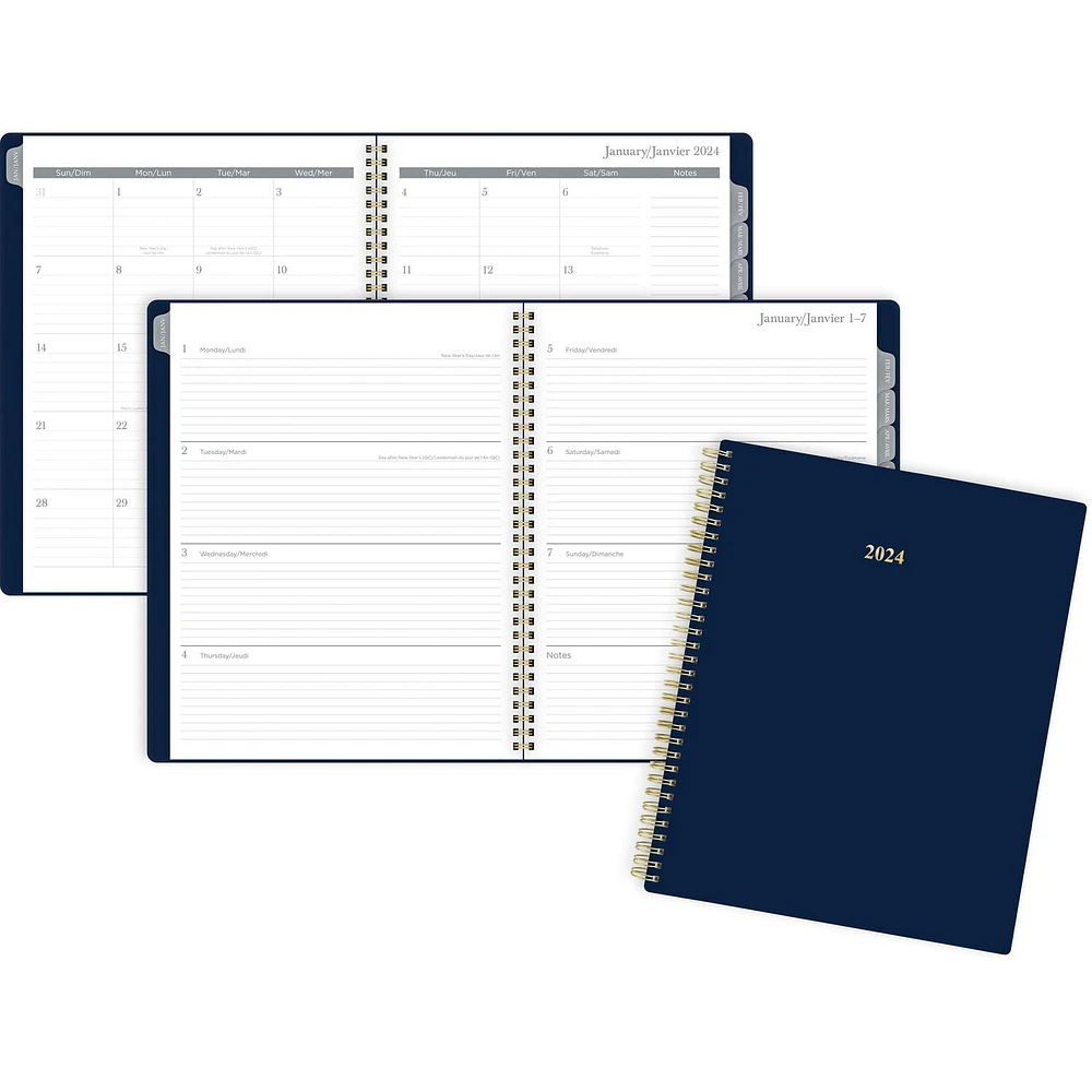 Cambridge  Large Dark Blue 18M Weekly/Monthly 2024 Planner, Weekly/Monthly Planner