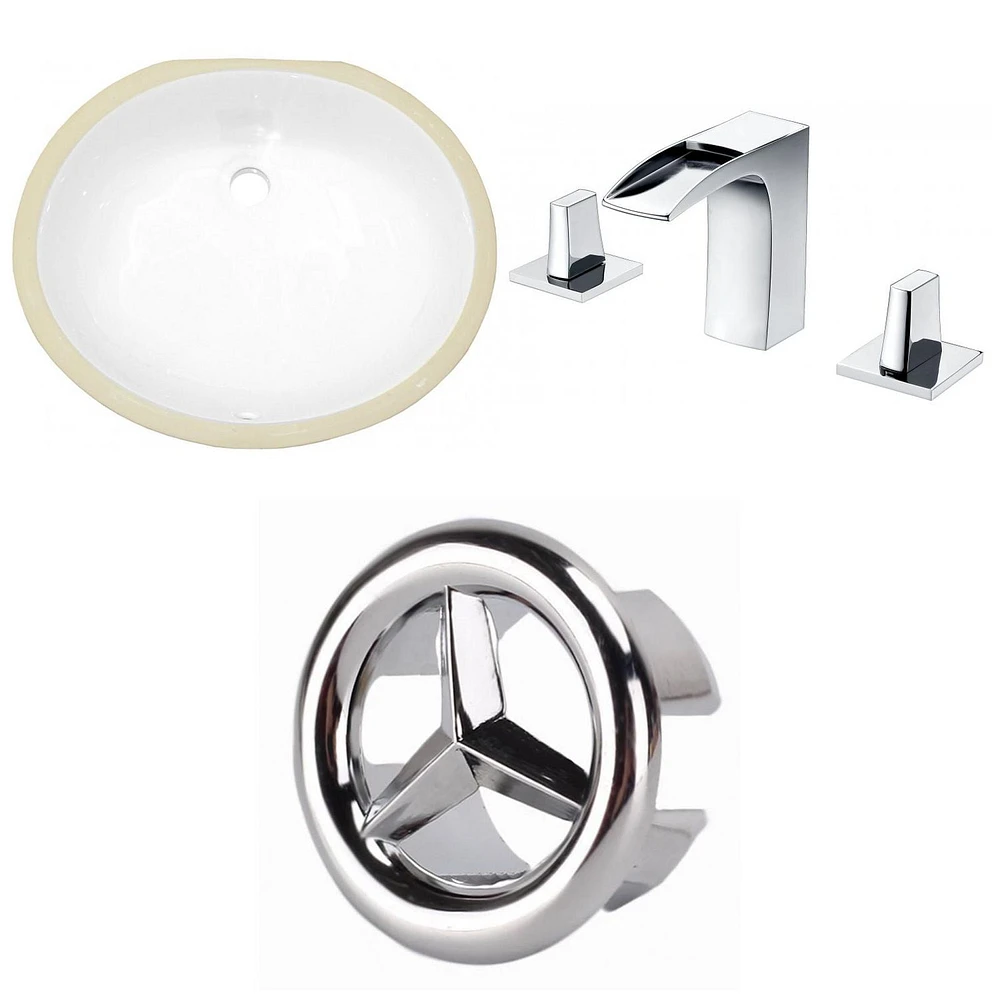 American Imaginations 19.5-in. W Oval Bathroom Undermount Sink Set In White