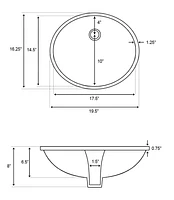 American Imaginations 19.5-in. W Oval Bathroom Undermount Sink Set In White