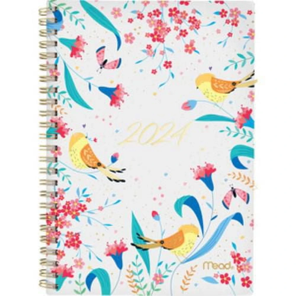 Mead Small Garden Party White 2024 Weekly/Monthly Planner, Planner