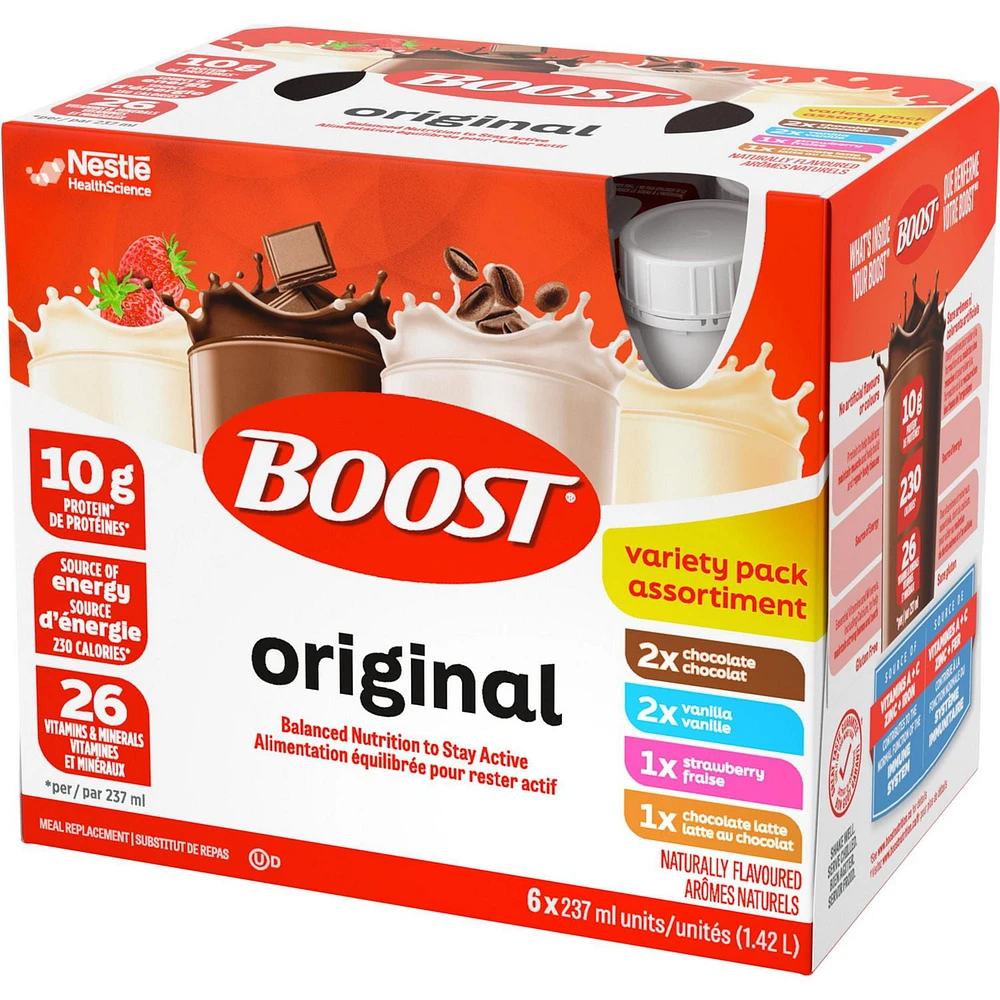 BOOST Original Meal Replacement Drink – Variety, 6 x 237 ml, 6 x 237 ML