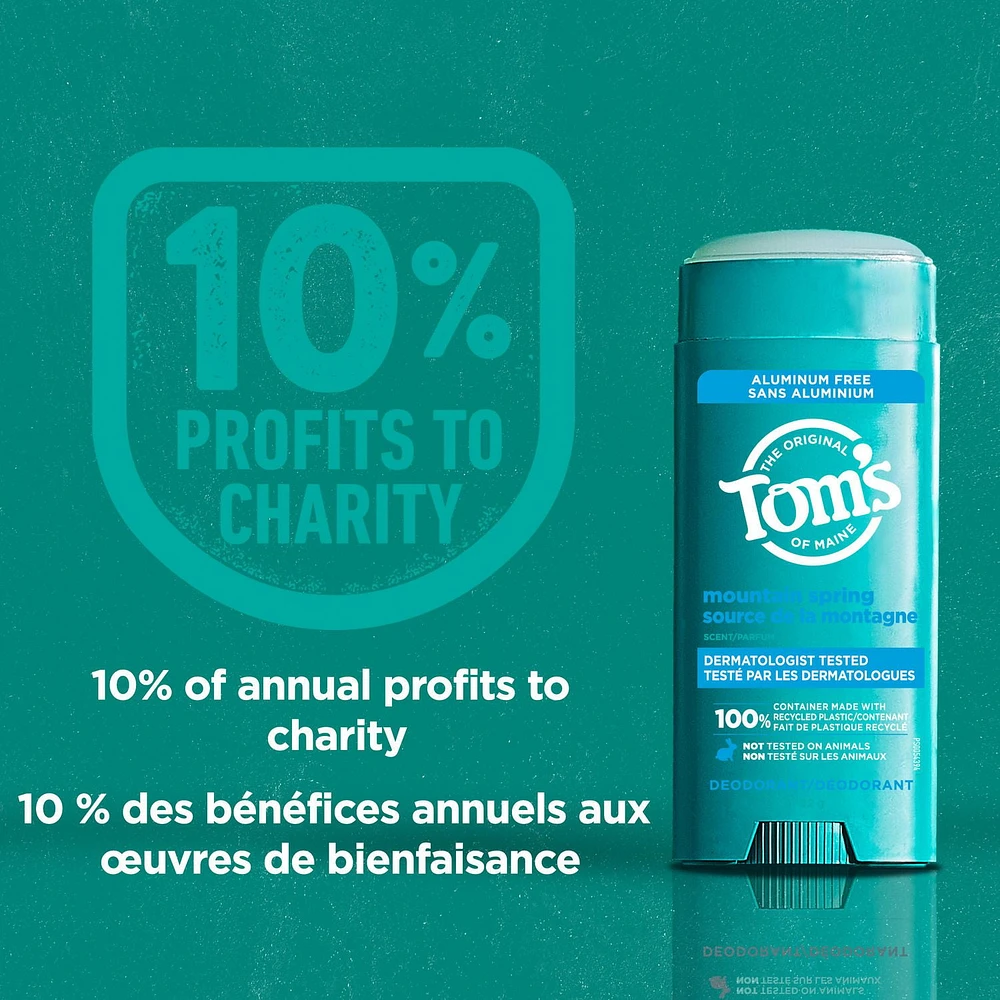Tom’s of Maine Mountain Spring Natural Deodorant for Men and Women, Aluminum Free, 92g, Tom's of Maine Mountain Spring Deodorant