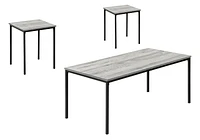 Monarch Specialties Table Set, 3pcs Set, Coffee, End, Black Metal, Grey Laminate, Contemporary, Modern