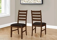 Monarch Specialties Dining Chair, 37" Height, Set Of 2, Dining Room, Kitchen, Side, Upholstered, Brown Solid Wood, Brown Leather Look, Transitional