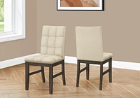 Monarch Specialties Dining Chair, 37" Height, Set Of 2, Upholstered, Dining Room, Kitchen, Cream Fabric, Grey Solid Wood, Transitional