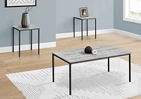 Monarch Specialties Table Set, 3pcs Set, Coffee, End, Black Metal, Grey Laminate, Contemporary, Modern