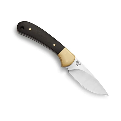 Buck 113 Ranger Skinner Knife, Stylish Knife, High-performance, Ebony/Brass handle, 420HC Steel Blade, Leather Sheath, Made in USA