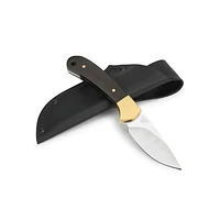 Buck 113 Ranger Skinner Knife, Stylish Knife, High-performance, Ebony/Brass handle, 420HC Steel Blade, Leather Sheath, Made in USA