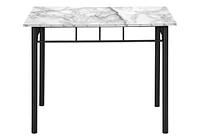 Monarch Specialties Dining Table Set, 5pcs Set, Small, 40" Rectangular, Kitchen, White Marble Look Laminate, Black Metal, Contemporary, Modern