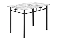 Monarch Specialties Dining Table Set, 5pcs Set, Small, 40" Rectangular, Kitchen, White Marble Look Laminate, Black Metal, Contemporary, Modern