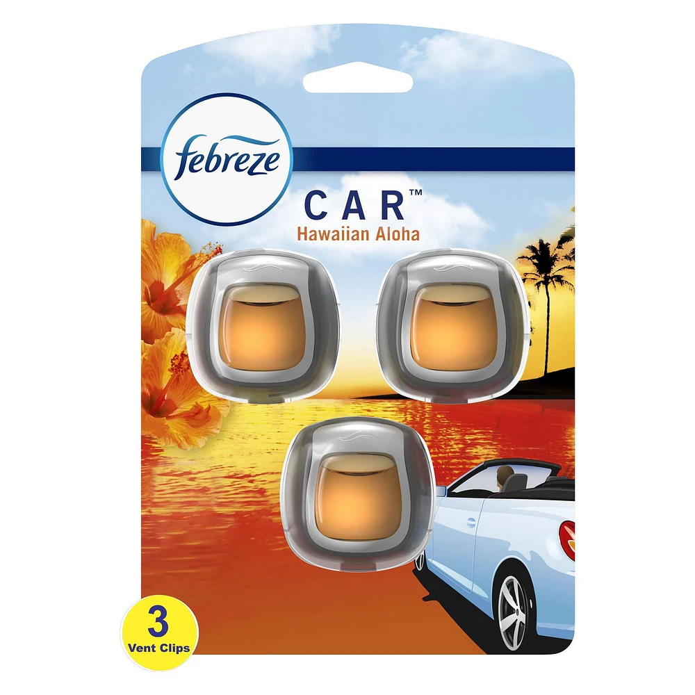 Febreze Car Odor-Fighting Car Freshener Vent Clip Hawaiian Aloha Scent, 5.76ML