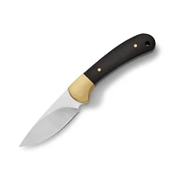 Buck 113 Ranger Skinner Knife, Stylish Knife, High-performance, Ebony/Brass handle, 420HC Steel Blade, Leather Sheath, Made in USA