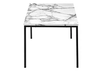 Monarch Specialties Table Set, 3pcs Set, Coffee, End, Black Metal, White Marble Look Laminate, Contemporary, Modern