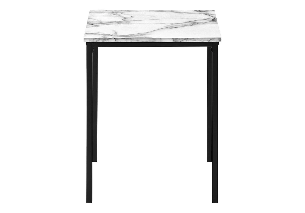 Monarch Specialties Table Set, 3pcs Set, Coffee, End, Black Metal, White Marble Look Laminate, Contemporary, Modern