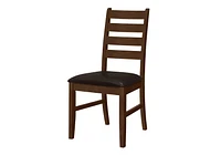 Monarch Specialties Dining Chair, 37" Height, Set Of 2, Dining Room, Kitchen, Side, Upholstered, Brown Solid Wood, Brown Leather Look, Transitional