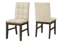 Monarch Specialties Dining Chair, 37" Height, Set Of 2, Upholstered, Dining Room, Kitchen, Cream Fabric, Grey Solid Wood, Transitional