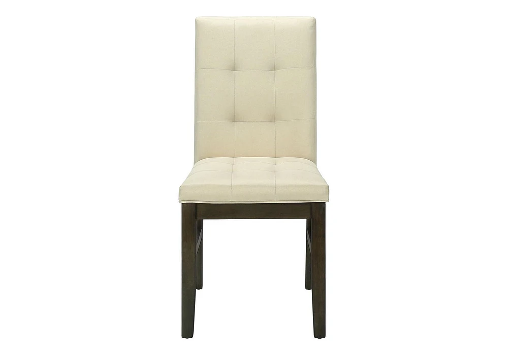 Monarch Specialties Dining Chair, 37" Height, Set Of 2, Upholstered, Dining Room, Kitchen, Cream Fabric, Grey Solid Wood, Transitional