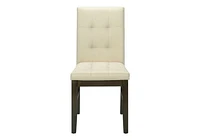 Monarch Specialties Dining Chair, 37" Height, Set Of 2, Upholstered, Dining Room, Kitchen, Cream Fabric, Grey Solid Wood, Transitional