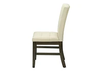 Monarch Specialties Dining Chair, 37" Height, Set Of 2, Upholstered, Dining Room, Kitchen, Cream Fabric, Grey Solid Wood, Transitional