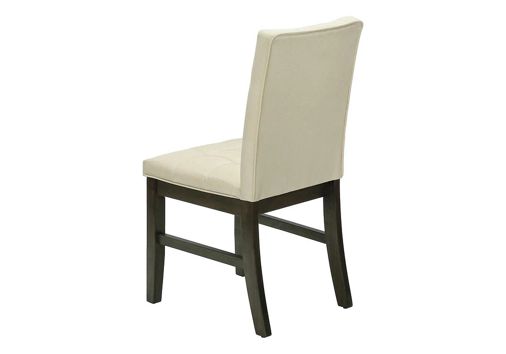 Monarch Specialties Dining Chair, 37" Height, Set Of 2, Upholstered, Dining Room, Kitchen, Cream Fabric, Grey Solid Wood, Transitional