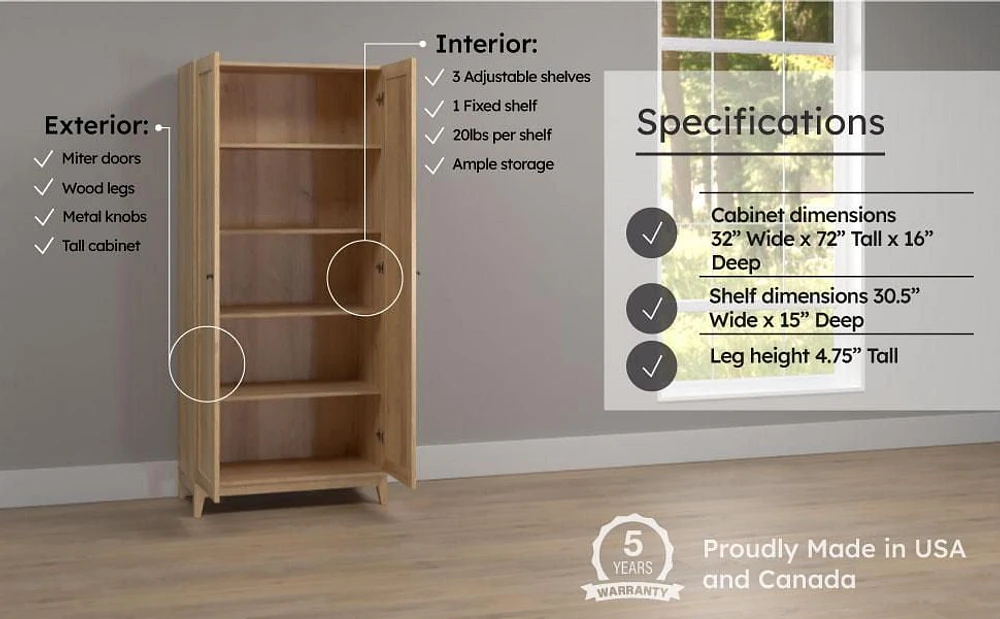 Yaletown 32" Cabinet with Wood Legs