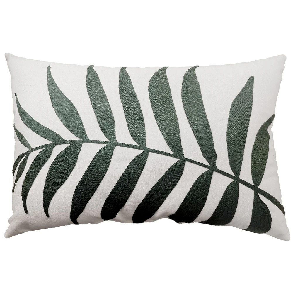 hometrends Embroidered Leaf Decorative Cushion