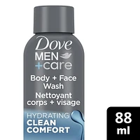 Dove Men Clean Comfort Hydrating Travel Body Wash with 24hr Nourishing Micromoisture, 88 ml Body Wash