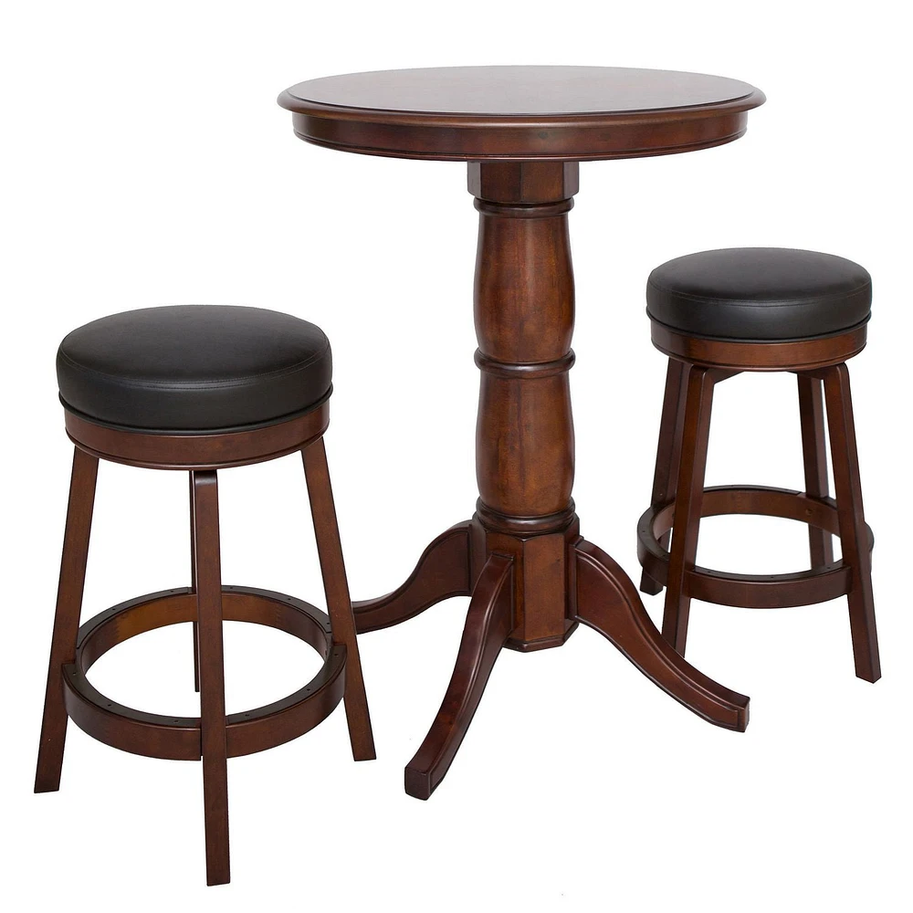 Hathaway Oxford 3 Piece Hardwood Pub Table Set - Walnut Finish