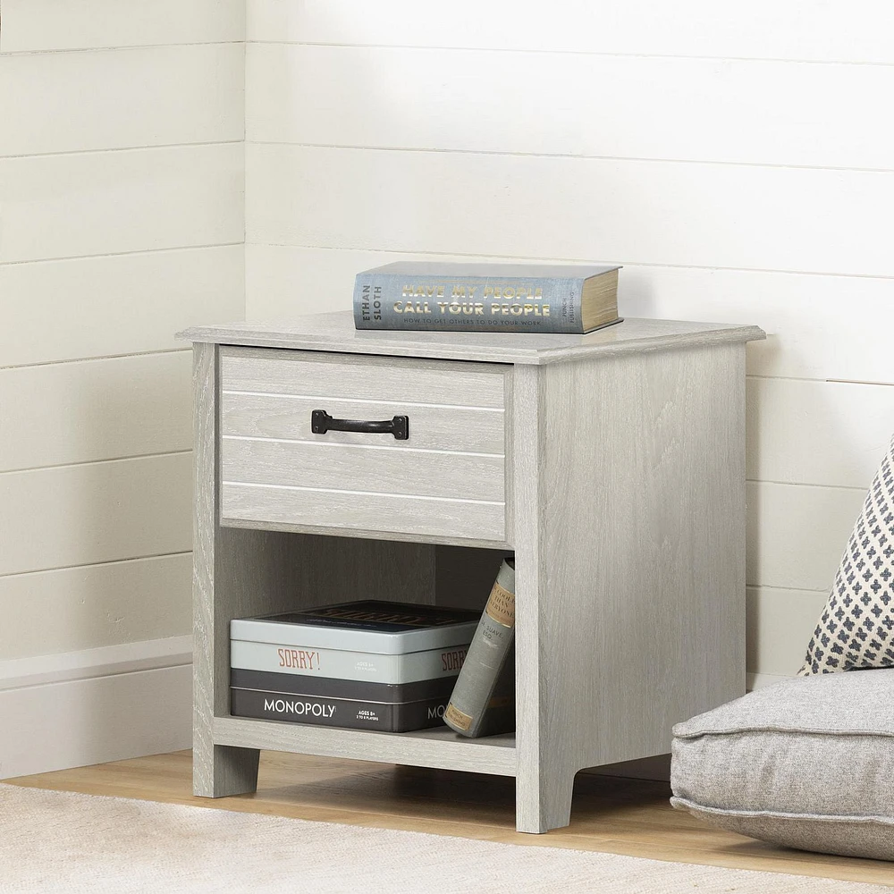 South Shore Ulysses 1-Drawer Nightstand Winter Oak