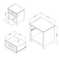 South Shore Ulysses 1-Drawer Nightstand Winter Oak