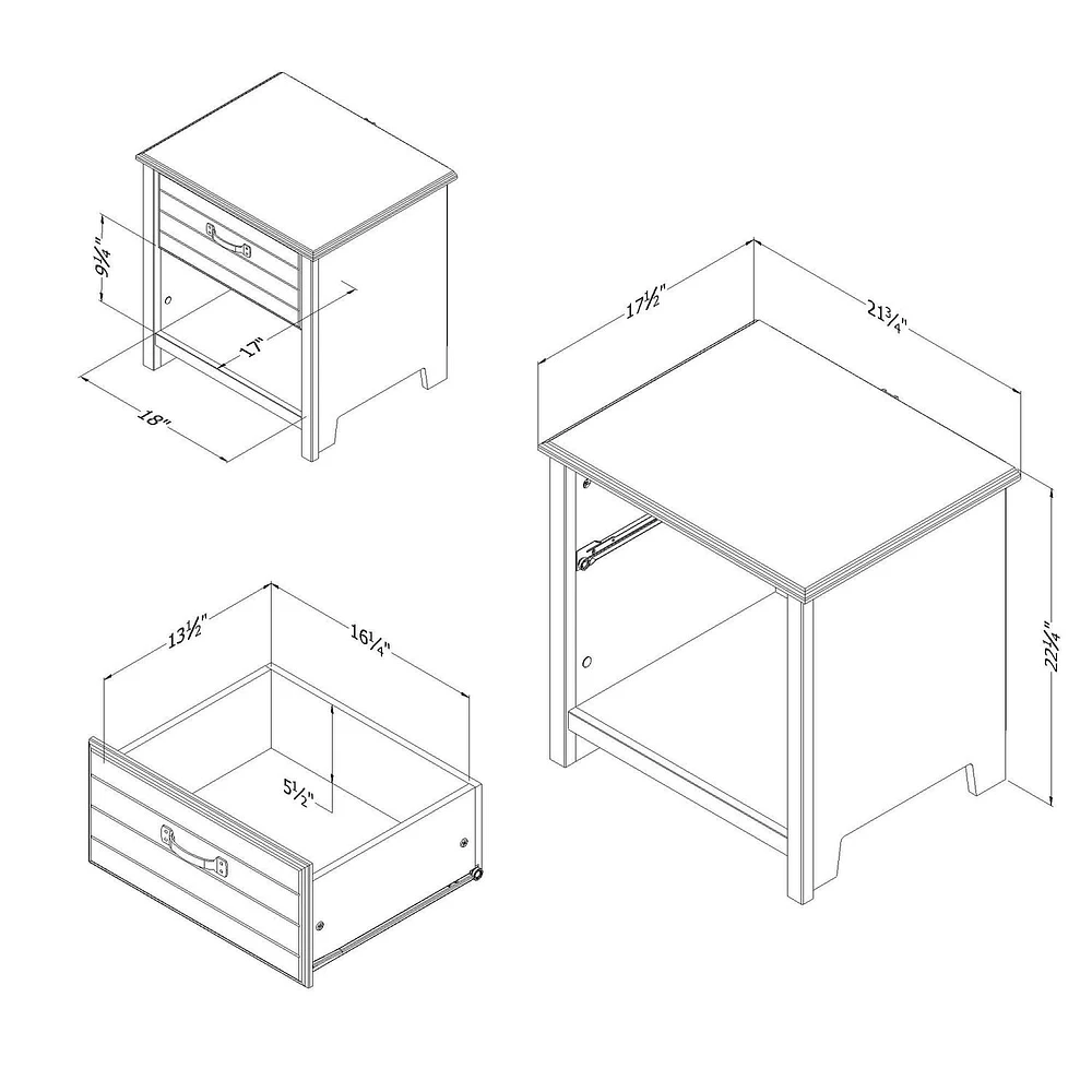 South Shore Ulysses 1-Drawer Nightstand Winter Oak